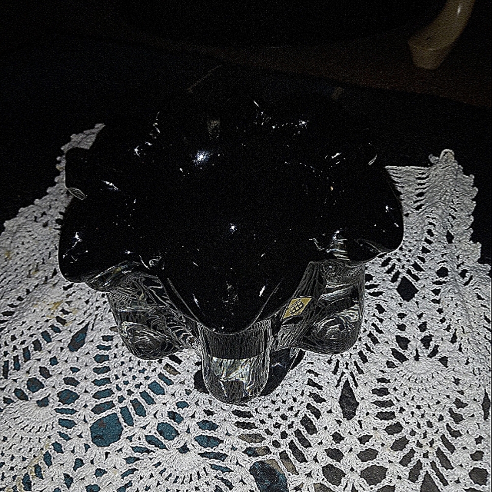 VINTAGE CZECH REPUBLIC GLASS COBALT DISH